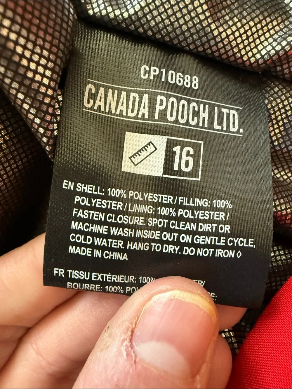Canada Pooch Red Winter Dog Snowsuit Coat Size 16 Insulated Water Resistant